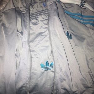 Gray and blue adidas jumpsuit